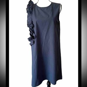 Chepe Italy NAVY MADE IN ITALY 100% cotton Sleeveless Ruffle Dress S
